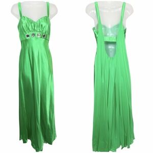 Jessica McClintock Gunne Sax Kelly Green Satin Maxi Fairycore Ethereal‎ Tulle 5